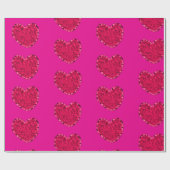 Roze hartenpakpapier cadeaupapier (Vlak)