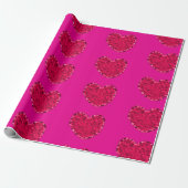 Roze hartenpakpapier cadeaupapier (Uitgerold)