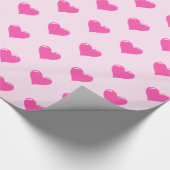 Roze hartenpakpapier cadeaupapier (Hoek)