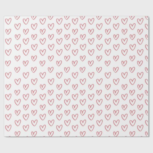 Roze hartenpakpapier cadeaupapier (Vlak)