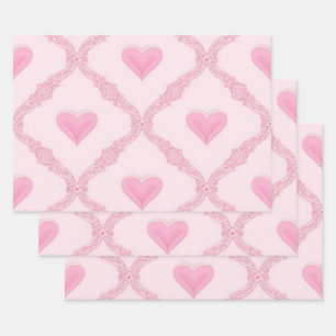 Roze hartenpakpapier inpakpapier vel