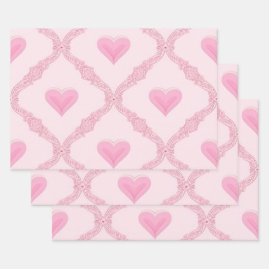 Roze hartenpakpapier inpakpapier vel (Set)