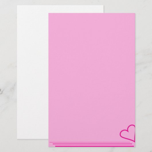 Roze hartenpapier briefpapier (Voorkant / Achterkant)