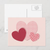 Roze hartenpapiersticker briefkaart (Voorkant / Achterkant)
