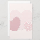 Roze hartenpapiersticker briefpapier (Voorkant / Achterkant)