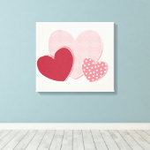 Roze hartenpapiersticker canvas afdruk (Insitu (Houten vloer))