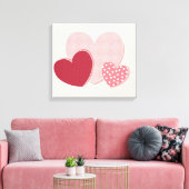 Roze hartenpapiersticker canvas afdruk (Insitu (Woonkamer))
