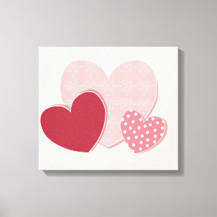 Roze hartenpapiersticker canvas afdruk