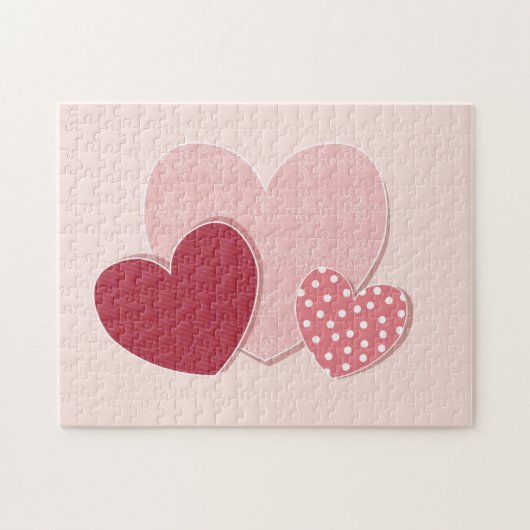 Roze hartenpapiersticker legpuzzel (Horizontaal)