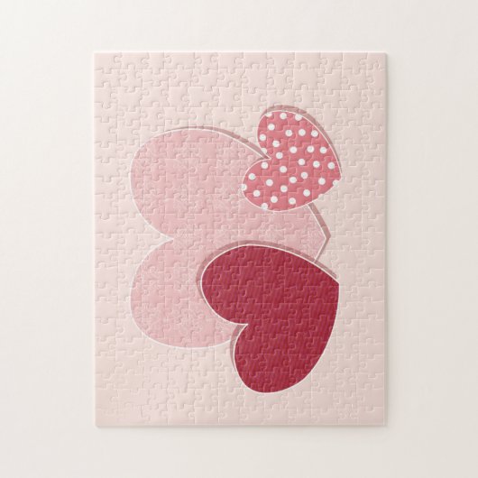 Roze hartenpapiersticker legpuzzel (Verticaal)