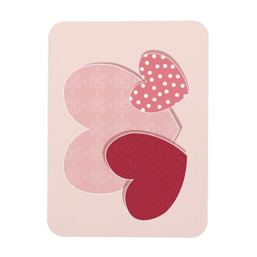 Roze hartenpapiersticker magneet (Verticaal)
