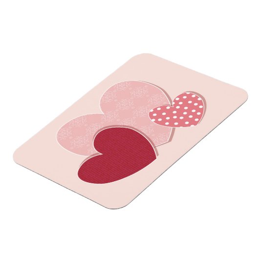 Roze hartenpapiersticker magneet (Linkerzijde)