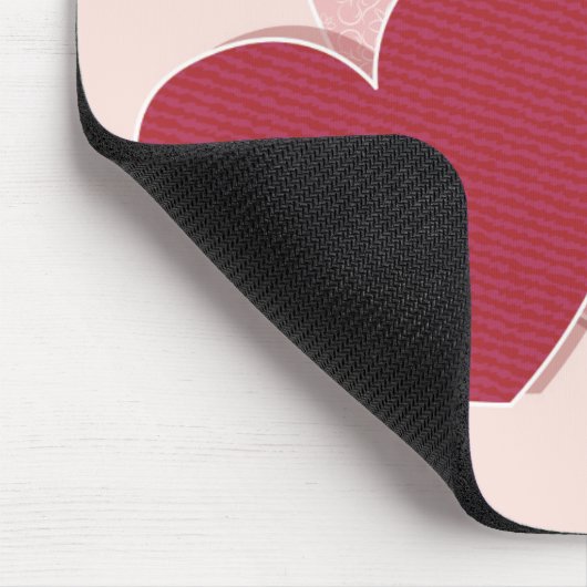 Roze hartenpapiersticker muismat (Hoek)