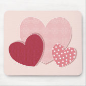 Roze hartenpapiersticker muismat (Voorkant)