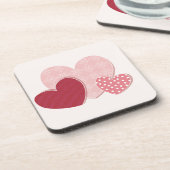 Roze hartenpapiersticker onderzetter (Linkerzijde)