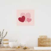 Roze hartenpapiersticker poster (Keuken)