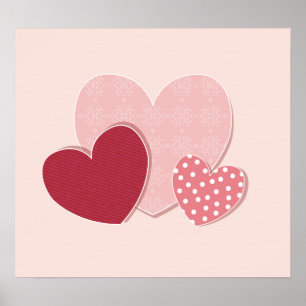 Roze hartenpapiersticker poster