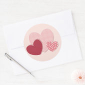 Roze hartenpapiersticker ronde sticker (Envelop)