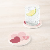 Roze hartenpapiersticker zandsteen onderzetter (Zijkant)