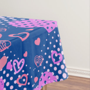 Roze hartenpatroon 01 DBlue BG Tafelkleed