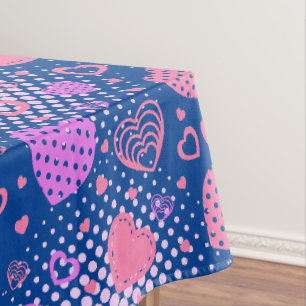 Roze hartenpatroon 01 DBlue BG Tafelkleed