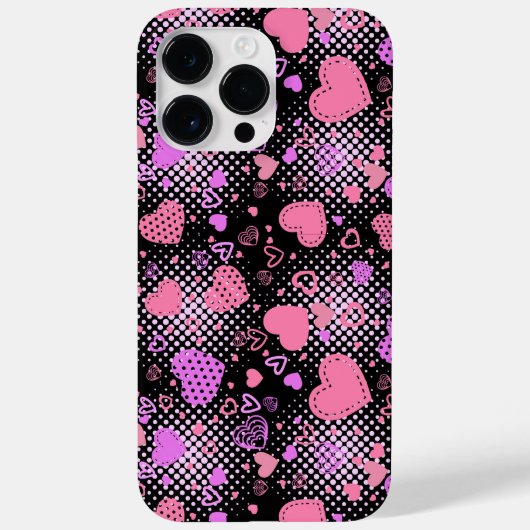 Roze hartenpatroon 01 zwarte BG Case-Mate iPhone Case (Achterkant)