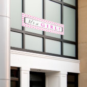 Roze hartenpatroon Het is een meisje Spandoek (Buitenkant Gebouw)