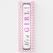 Roze hartenpatroon Het is een meisje Spandoek (Verticaal)