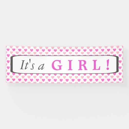 Roze hartenpatroon Het is een meisje Spandoek (Horizontaal)