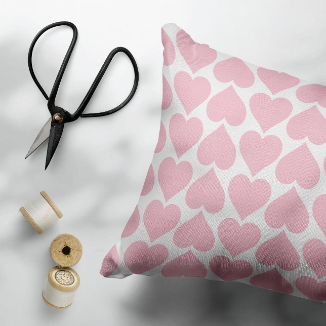Roze hartenpatroon, romantisch, liefde accent kussen (Creator heeft geüpload)