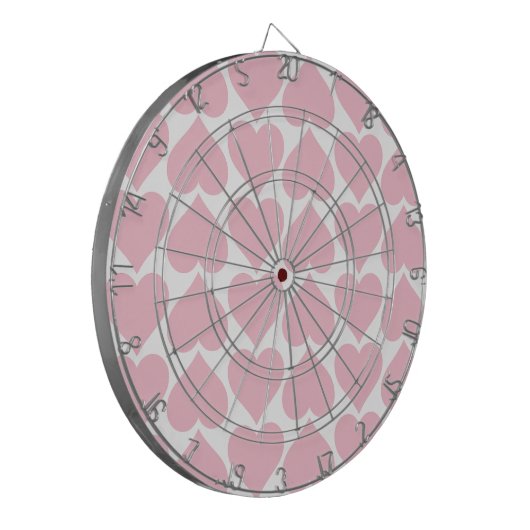 Roze hartenpatroon, romantisch, liefde dartbord (Voorkant Links)