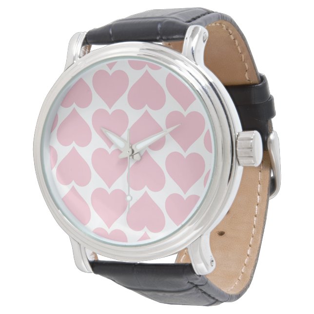 Roze hartenpatroon, romantisch, liefde horloge (Gekanteld)