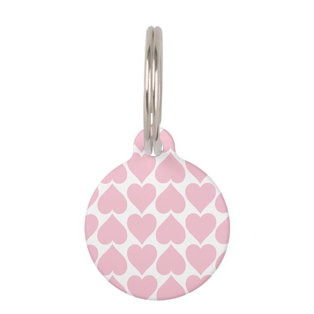 Roze hartenpatroon, romantisch, liefde huisdierpenning (Voorkant)
