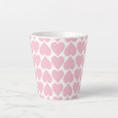 Roze hartenpatroon, romantisch, liefde latte mok (Voorkant)