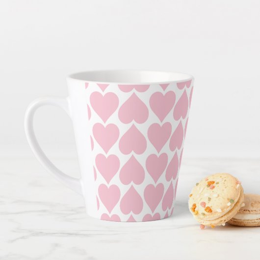 Roze hartenpatroon, romantisch, liefde latte mok (In situ)