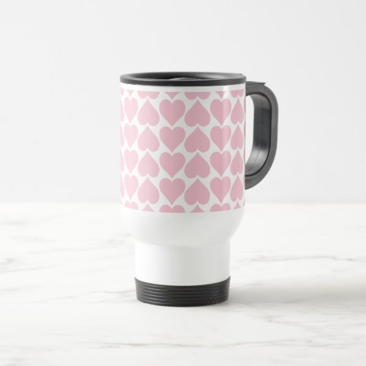 Roze hartenpatroon, romantisch, liefde reisbeker (Voorkant rechts)