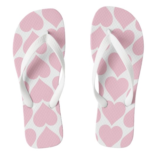 Roze hartenpatroon, romantisch, liefde teenslippers (Voetbed)