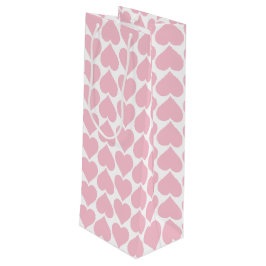 Roze hartenpatroon, romantisch, liefde wijn cadeautas