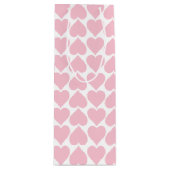 Roze hartenpatroon, romantisch, liefde wijn cadeautas (Voorkant)
