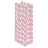 Roze hartenpatroon, romantisch, liefde wijn cadeautas (Voorkant Gekanteld)