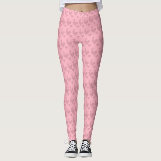 Roze hartenpatroon Valentine Day Leggings (Voorkant)