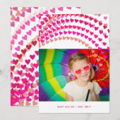 Roze hartenprinsesfoto's Valentijnsdag Fotokaart Feestdagenkaart (Voorkant / Achterkant)