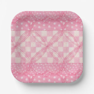 ROZE HARTENQUILT 7" vierkante papieren borden Bordje