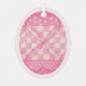 ROZE HARTENQUILT Metaal Ovaal Ornament / Roze (Voorkant)
