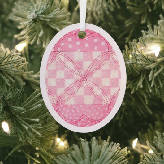 ROZE HARTENQUILT Metaal Ovaal Ornament / Roze (Insitu)