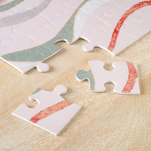 Roze hartenretro-stijl Puzzle Legpuzzel (Zijkant)