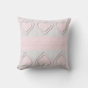 Roze hartenretropatroonstrips - Pillow Kussen