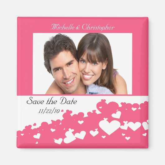 Roze Hartenveld Save The Date Magnet (Voorkant)