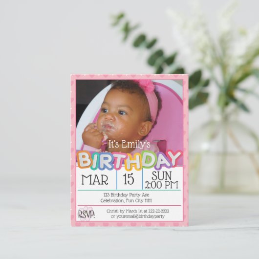 Roze hartfoto Aangepaste foto Maandag Kaart (Staand voorkant)