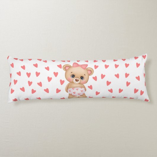 Roze hartfoto van Teddy Bear Body Pillow Lichaamskussen (Achterkant)
